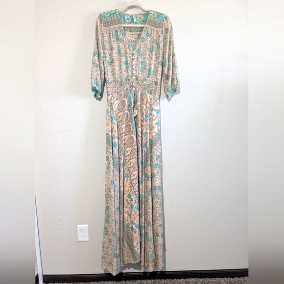 Spell Boho Blossom Gown Maxi Dress Sage Medium Original - Picture 7 of 15